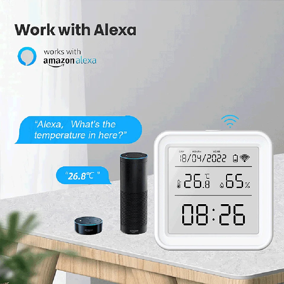 Tuya WIFI Temperature Humidity Sensor Hygrometer Thermometer Smart Home Backlight Smart Life Support Alexa Google Assistant