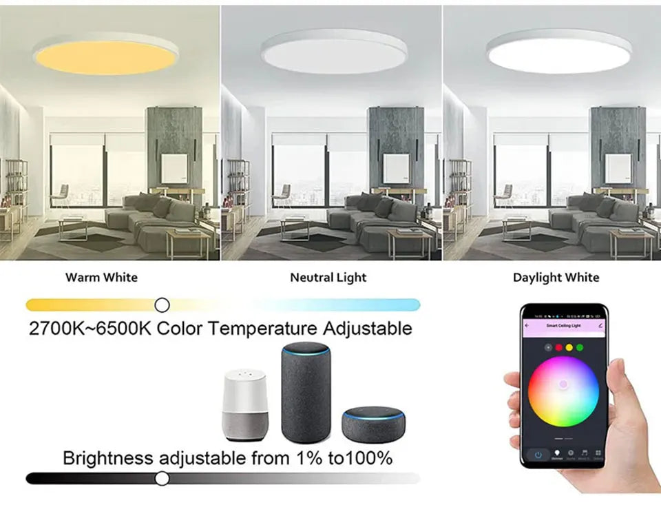 Tuya Smart WiFi Ceiling Light 24W 220V RGB Circular Ambient Lamp APP Control Work With Alexa Google Home For Bedroom Home Decor