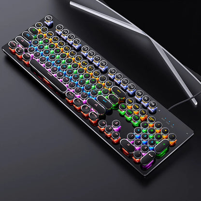 Retro Punk Mechanical Keyboard Blue Black Brown Switch 104 Keys USB Wired Gaming Keyboards RGB Backlit For PC Laptop Gamers