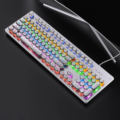 Retro Punk Mechanical Keyboard Blue Black Brown Switch 104 Keys USB Wired Gaming Keyboards RGB Backlit For PC Laptop Gamers