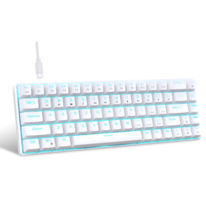 68 Keys Mechanical Keyboard Ergonomics RGB Backlit LED Hot Swappable Blue Switch Gaming Keyboard for PC Laptop Office