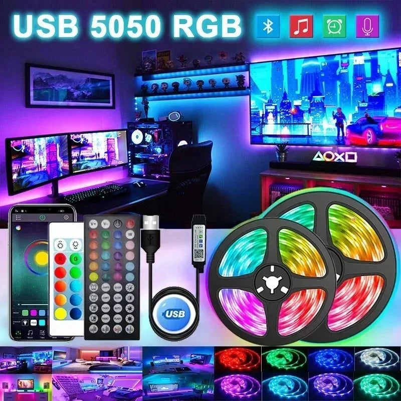 RGB 5050 LED Strip Light Remote App Control TV Led Backlight Flexible Ribbon Tape USB 5V Led Light for PC Gaming Room Decoration