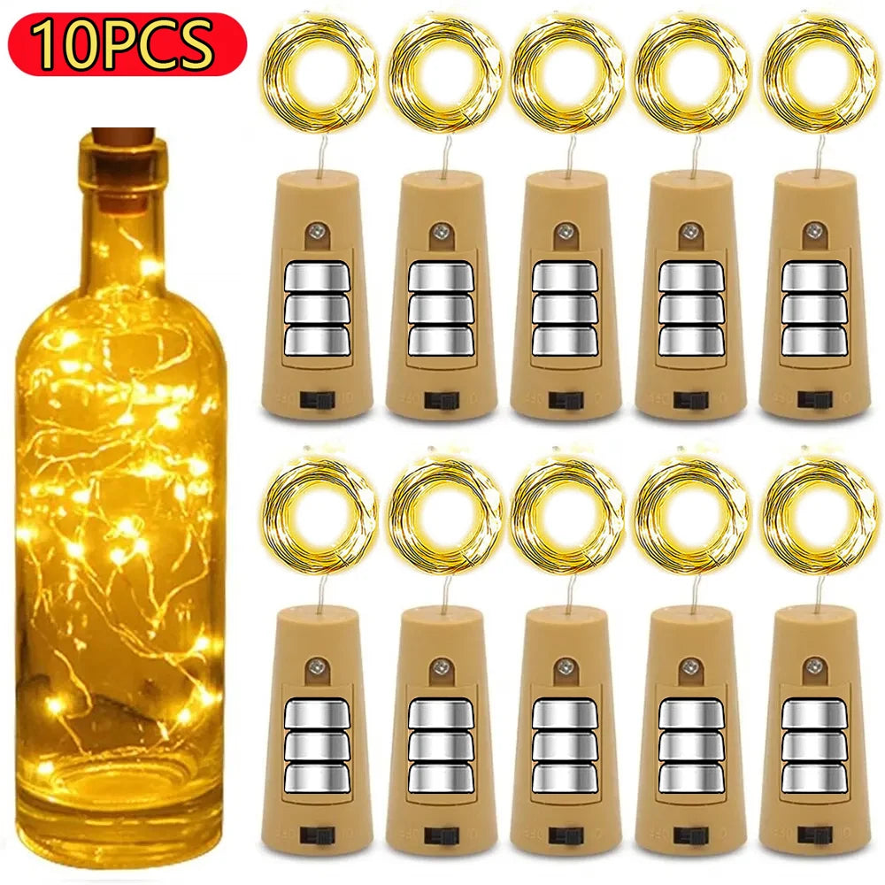 10pieces Bar LED Wine Bottle Cork 3M String Lights Christmas Decoration Led Lamp Fairy Lights Holiday Copper Wire Lights String