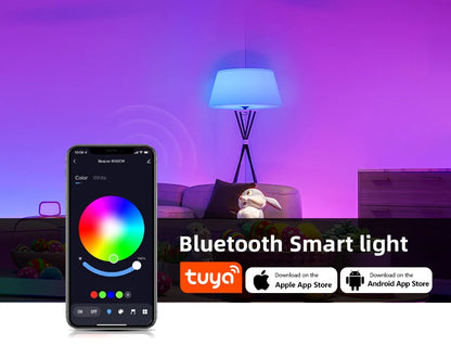 Bluetooth Remote Control LED Night Light Bulb E27 RGB 220V 15W Dimmable LED Lamp For Bedroom Decor Work With Tuya Smart Life APP