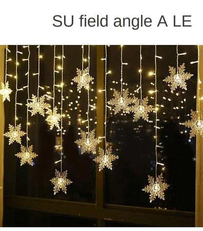 3.2M Christmas Snowflakes LED String Lights Flashing Fairy Curtain Lights Waterproof For Holiday Party Wedding Xmas Decoration