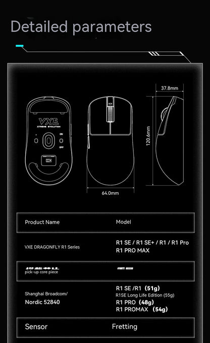 VGN VXE Dragonfly R1 Wireless Mouse PAW3395 Sensor Nordic 52840 2KHz FPS Gaming Mouse Smart Speed X Low Delay Gamer Customize