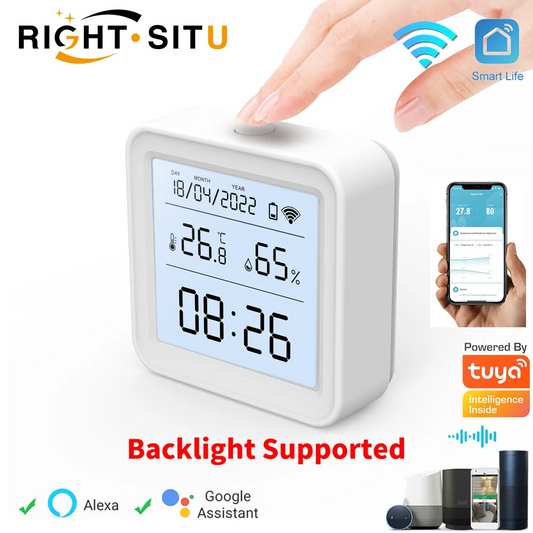 Tuya WIFI Temperature Humidity Sensor Hygrometer Thermometer Smart Home Backlight Smart Life Support Alexa Google Assistant