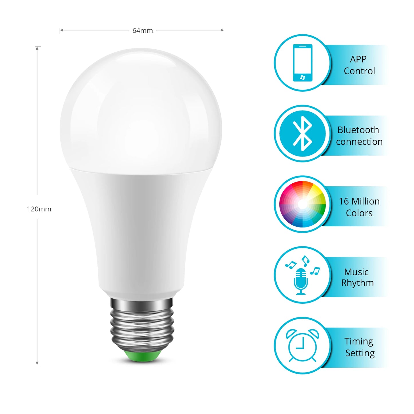 Bluetooth Remote Control LED Night Light Bulb E27 RGB 220V 15W Dimmable LED Lamp For Bedroom Decor Work With Tuya Smart Life APP