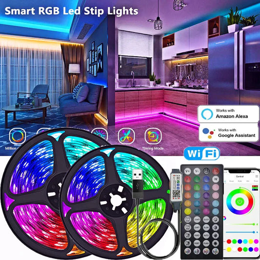 LED Strip Light 5050 RGB Flexible Neon Lights Bluetooth APP Color Changing LED Lamp Tape For Gaming Room Decoration TV Backlight